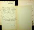 Lettre autographe sign&eacute;e &agrave; Georges Montorgueil (lot de 3). Albert de Bertier de Sauvigny (1861-1948), officier, historien, membre du Comit&eacute; ...