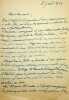 Lettre autographe sign&eacute;e. Gustave Bord (1852-1934), historien. 