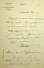 Lettre autographe sign&eacute;e &agrave; Robert Brussel. Eug&egrave;ne Morel (1869-1934), &eacute;crivain, critique, biblioth&eacute;caire &agrave; la BnF. 