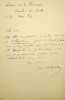 Lettre autographe sign&eacute;e. Jules Delsart (1844-1900), violoncelliste, compositeur (arrangeur), professeur. 