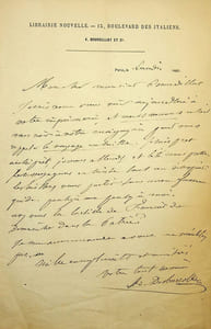 Lettre autographe signée à Achille Bourdillat