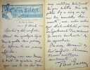 Lettre autographe sign&eacute;e &agrave; Georges Montorgueil. Ren&eacute; Emery (1861-1918), journaliste, romancier, r&eacute;dacteur en chef du journal Fin de Si&egrave;cle. 