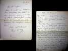 Lettre autographe sign&eacute;e &agrave; Georges Montorgueil. Ren&eacute; Emery (1861-1918), journaliste, romancier, r&eacute;dacteur en chef du journal Fin de Si&egrave;cle. 