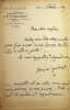 Lettre autographe sign&eacute;e &agrave; Georges Montorgueil. Louis-Pilate de Brinn'Gaubast (1865-1944), &eacute;crivain, libraire, traducteur, celui qui vola les ...