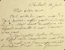 Lettre autographe sign&eacute;e &agrave; Jean Finot. Camille Flammarion (1842-1925), astronome, vulgarisateur scientifique. 