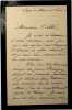 Lettre autographe sign&eacute;e. Alfred de Falloux (1811-1886), historien, journaliste, homme politique, d&eacute;put&eacute; du Maine-et-Loire, ministre, membre de ...