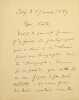Lettre autographe sign&eacute;e. Fr&eacute;d&eacute;ric Bataille (1850-1946), po&egrave;te, fabuliste comtois, mycologue. 
