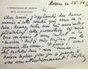 Lettre autographe sign&eacute;e. Wladimir d'Ormesson (1888-1973), &eacute;crivain, journaliste, diplomate, membre de l'Acad&eacute;mie fran&ccedil;aise. 