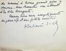 Lettre autographe sign&eacute;e. Wladimir d'Ormesson (1888-1973), &eacute;crivain, journaliste, diplomate, membre de l'Acad&eacute;mie fran&ccedil;aise. 