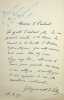 Lettre autographe sign&eacute;e. Gustave Baguenault de Puchesse (1843-1922), journaliste, historien, industriel. 