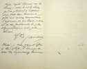Lettre autographe sign&eacute;e &agrave; Claudius Popelin. Albert Cambriels (1816-1891), g&eacute;n&eacute;ral, grand-croix de la L&eacute;gion d'honneur. 