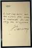 Lettre autographe sign&eacute;e. Jacques Bardoux (1874-1959), &eacute;crivain, homme politique, d&eacute;put&eacute;, s&eacute;nateur. 