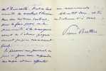 Lettre autographe sign&eacute;e. Pierre Berton (1842-1912), &eacute;crivain, com&eacute;dien. 