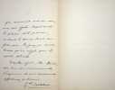 Lettre autographe sign&eacute;e. Henri-Pierre Castelnau (1814-1890), g&eacute;n&eacute;ral. 
