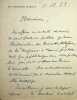 Lettre autographe sign&eacute;e &agrave; L&eacute;o Pold&egrave;s. Charles Mangin (1866-1925), g&eacute;n&eacute;ral, il eut un r&ocirc;le important pendant la premi&egrave;re guerre mondiale. 