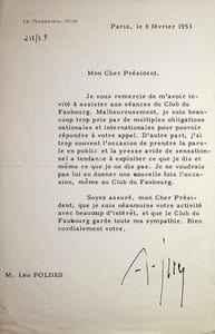 Lettre signée à Léo Poldès