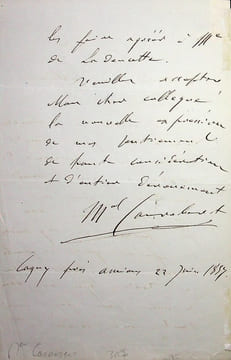 Lettre autographe signée. François Certain de Canrobert (1809-1895), militaire, maréchal de France.