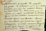Belle note autographe. Antoine Joseph Santerre (1752-1809), brasseur industriel, militaire, celui qui fit rouler le tambour pour couvrir la voix de ...