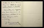 Lettre autographe sign&eacute;e. Georges Boulanger (1837-1891), g&eacute;n&eacute;ral, ministre de la guerre. 