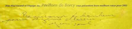 Lettre autographe sign&eacute;e. Jean-Paul Favand (1946-.), artiste. 