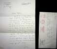 Lettre autographe sign&eacute;e. Yves Coppens (1934-2022), pal&eacute;ontologue, pal&eacute;oanthropologue, professeur au Coll&egrave;ge de France. 