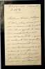 Lettre autographe sign&eacute;e. Claire Carnot (1816-1897), &eacute;pouse d'Hippolyte Carnot, ministre, et m&egrave;re de Sadi Carnot, pr&eacute;sident de la r&eacute;publique. 