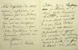Lettre autographe sign&eacute;e. Louis-Antoine Garnier-Pag&egrave;s (1803-1878), homme politique, membre du gouvernement provisoire de 1848 et du gouvernement de ...