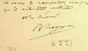 Carte autographe sign&eacute;e. Bertrand Nogaro (1880-1950), professeur d'&eacute;conomie, d&eacute;put&eacute;, ministre de l'Instruction publique. 