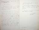 Lettre autographe sign&eacute;e. Bertrand Nogaro (1880-1950), professeur d'&eacute;conomie, d&eacute;put&eacute;, ministre de l'Instruction publique. 