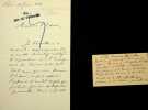 Lettre autographe sign&eacute;e. Maurice-Jean Lefebvre (1873-1954), peintre belge, professeur de composition figurale. 