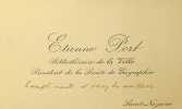 Carte autographe . Etienne Port (1860-1924), professeur, conservateur de biblioth&egrave;que (&agrave; Saint Nazaire). 