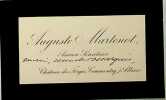 Carte autographe sign&eacute;e. Auguste Martenot (1827-1900), ing&eacute;nieur, ma&icirc;tre de forges, s&eacute;nateur, d&eacute;put&eacute;, maire de Commentry. 