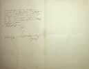 Lettre autographe sign&eacute;e au m&eacute;decin Hermann Lebert. Eduard Arnold Martin (1809-1875), gyn&eacute;cologue allemand, obst&eacute;tricien, qui fit l'accouchement de ...