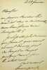 Lettre autographe sign&eacute;e. Marc Girardin, dit Saint-Marc Girardin (1801-1873), &eacute;crivain, homme politique, membre de l'Acad&eacute;mie fran&ccedil;aise. 