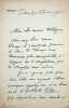 Lettre autographe sign&eacute;e. Gustave de Lamarzelle (1852-1929), homme politique, d&eacute;put&eacute;, s&eacute;nateur. 