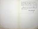 Lettre autographe sign&eacute;e. Charles Benoist (1861-1936), journaliste, homme politique, diplomate. 