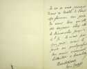 Lettre autographe sign&eacute;e. Jean Cruppi (1855-1933), homme politique, d&eacute;put&eacute;, ministre. 