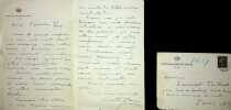 Lettre autographe sign&eacute;e &agrave; Laurent Tailhade. Vicente Blasco Ib&aacute;&ntilde;ez (1867-1928), &eacute;crivain espagnol, journaliste, homme politique. 