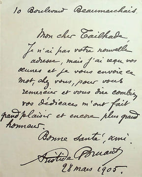 Lettre autographe signée à Laurent Tailhade. Aristide Bruant (1851-1925), chansonnier, écrivain.