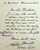 Lettre autographe sign&eacute;e &agrave; Laurent Tailhade. Aristide Bruant (1851-1925), chansonnier, &eacute;crivain. 