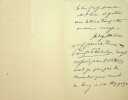 Lettre autographe sign&eacute;e &agrave; Laurent Tailhade. Emmanuel des Essarts (1839-1909), po&egrave;te, &eacute;crivain, professeur. 