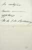 Lettre autographe sign&eacute;e &agrave; Laurent Tailhade. Marie Jos&eacute;phine de Suin, dite Diane de Beausacq (1829-1899), femme de lettres.