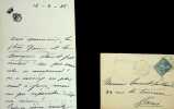 Lettre autographe sign&eacute;e &agrave; Laurent Tailhade. Marie Jos&eacute;phine de Suin, dite Diane de Beausacq (1829-1899), femme de lettres.