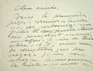 Lettre autographe sign&eacute;e &agrave; Laurent Tailhade. Jane Catulle-Mend&egrave;s (1867-1955), po&eacute;tesse.