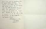 Lettre autographe sign&eacute;e &agrave; Laurent Tailhade. Alfred Naquet (1834-1916), chimiste, m&eacute;decin, homme politique, promoteur du divorce.
