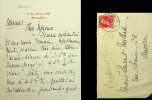 Lettre autographe sign&eacute;e &agrave; Laurent Tailhade. Lalla Vandervelde (1870-1965), mondaine, m&eacute;c&egrave;ne des arts belgo-britannique, &eacute;pouse du ministre de la ...