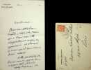Lettre autographe sign&eacute;e &agrave; Laurent Tailhade. Eug&egrave;ne Ledrain (1844-1910), &eacute;crivain, arch&eacute;ologue orientaliste, assyriologue, pr&ecirc;tre d&eacute;froqu&eacute;. 