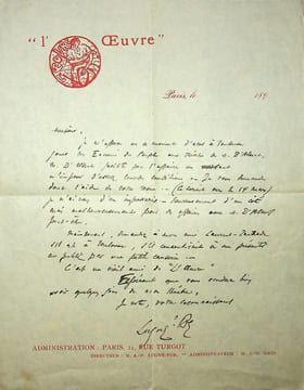 Lettre autographe signée à Laurent Tailhade. Aurélien Lugné-Poe (1869-1940), acteur, metteur en scène, directeur de théâtre.