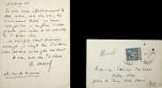 Lettre autographe sign&eacute;e &agrave; Laurent Tailhade. Bernard Marcel (18..-19..), journaliste, essayiste, successeur de Jean Jaur&egrave;s &agrave; la rubrique litt&eacute;raire de ...