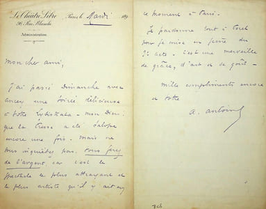 Lettre autographe signée à Maurice Donnay